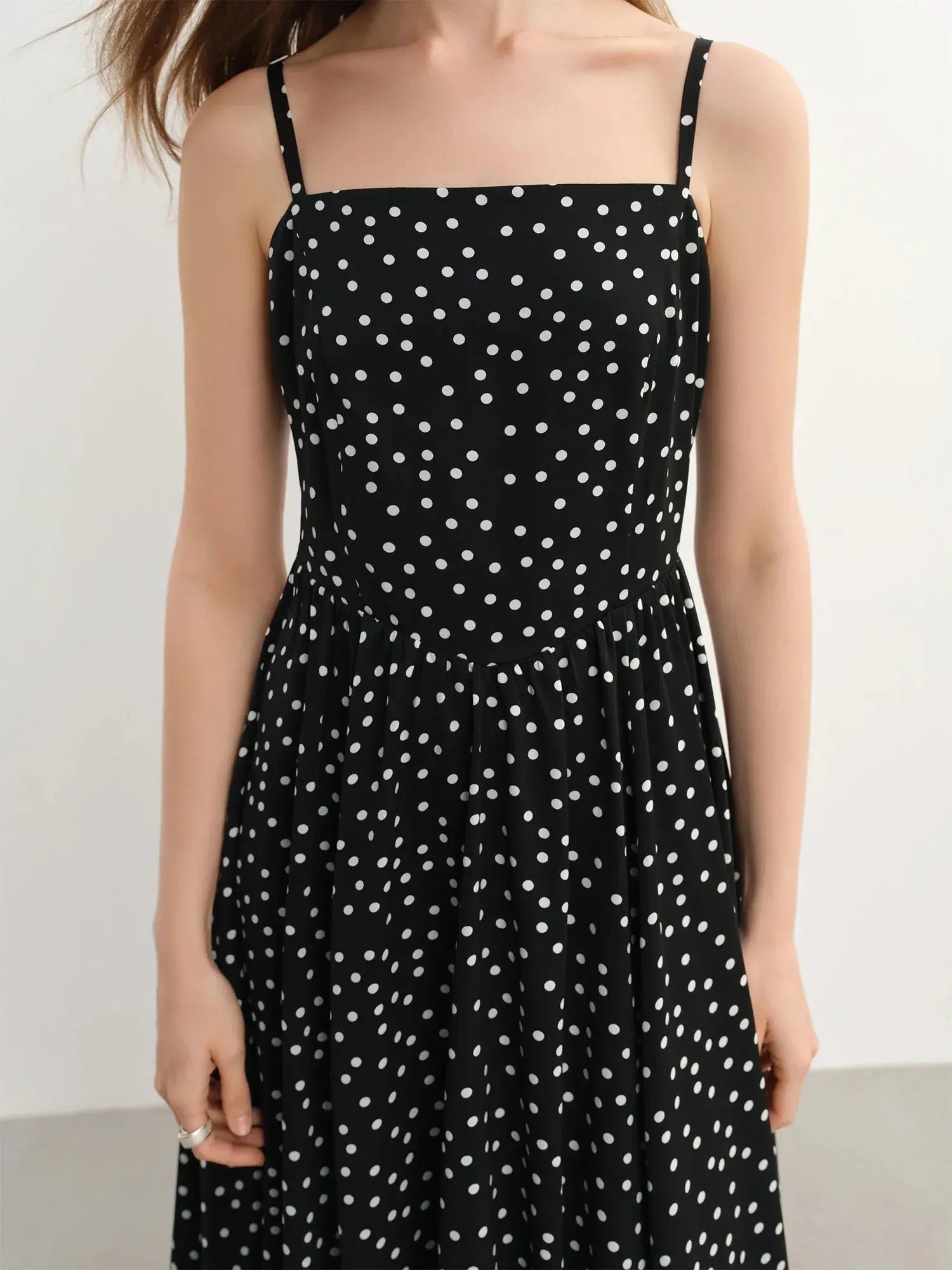 Elegant Plus Size Polka Dot Dress - Loran