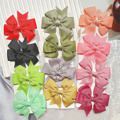 Solid Color Grosgrain Ribbon Hair Bow Clips for Girls