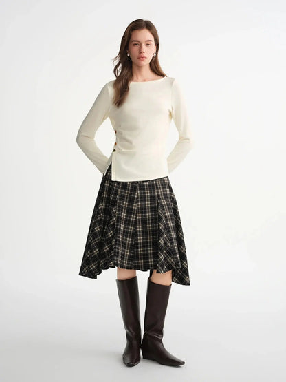 Velvet Fleece Irregular Hem Top: Warm, Slim Fit, and Stylish - Loran