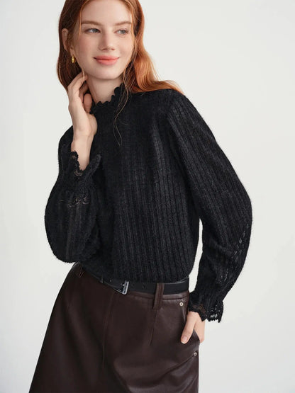 Women's Autumn Fairycore Lace Top – Loose & Elegant Pullover LORAN STORE
