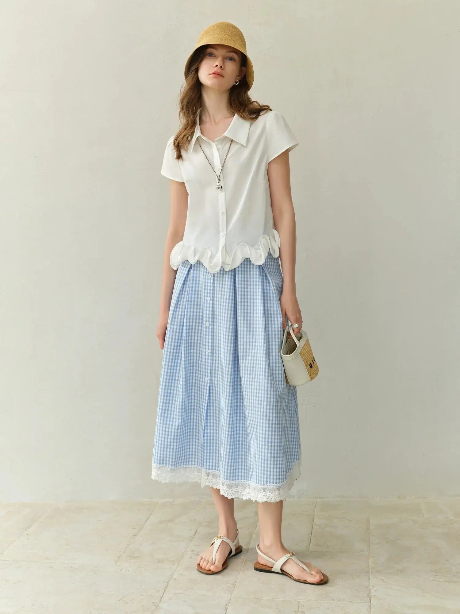 Plus Size Checkered Summer Skirt LORAN STORE