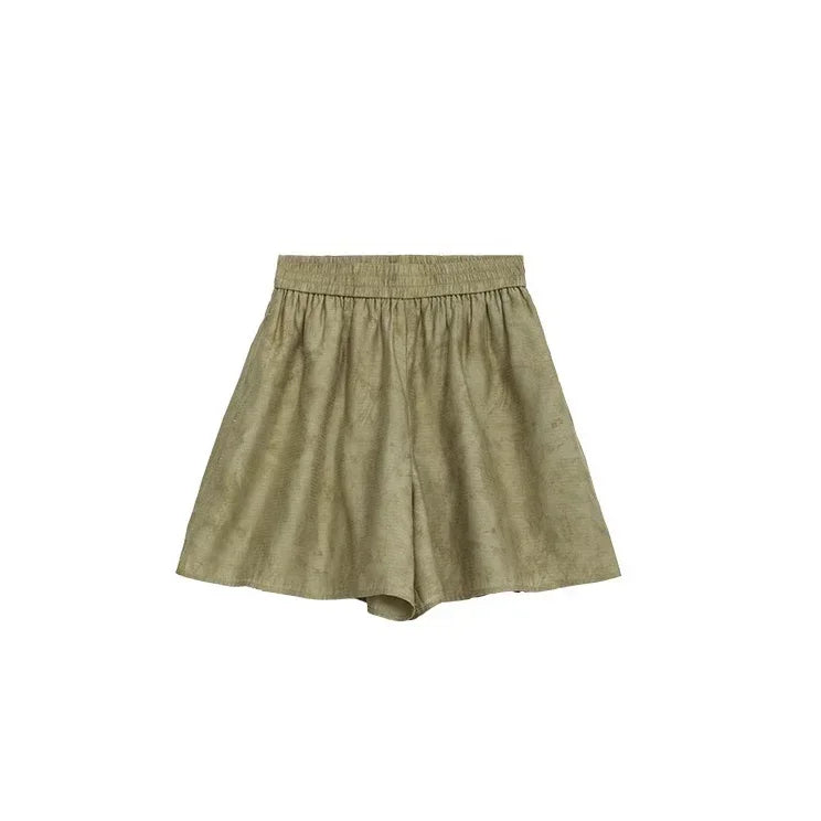 Relaxed Lapel Shirt & Shorts Set: Perfect Autumn Print