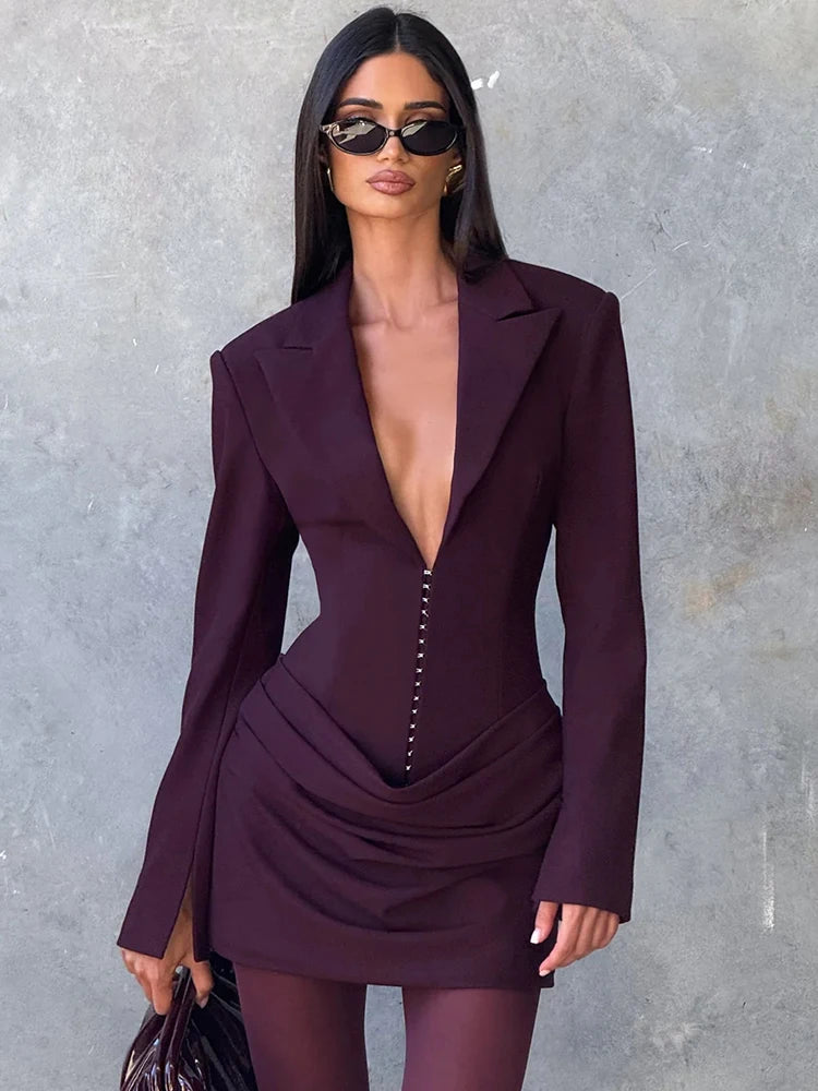 High-Waist Long Sleeve Sexy Mini Dress