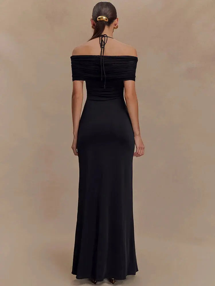 Elegant Off-Shoulder Backless Gown - Loran