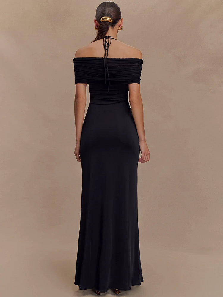 Elegant Off-Shoulder Backless Gown