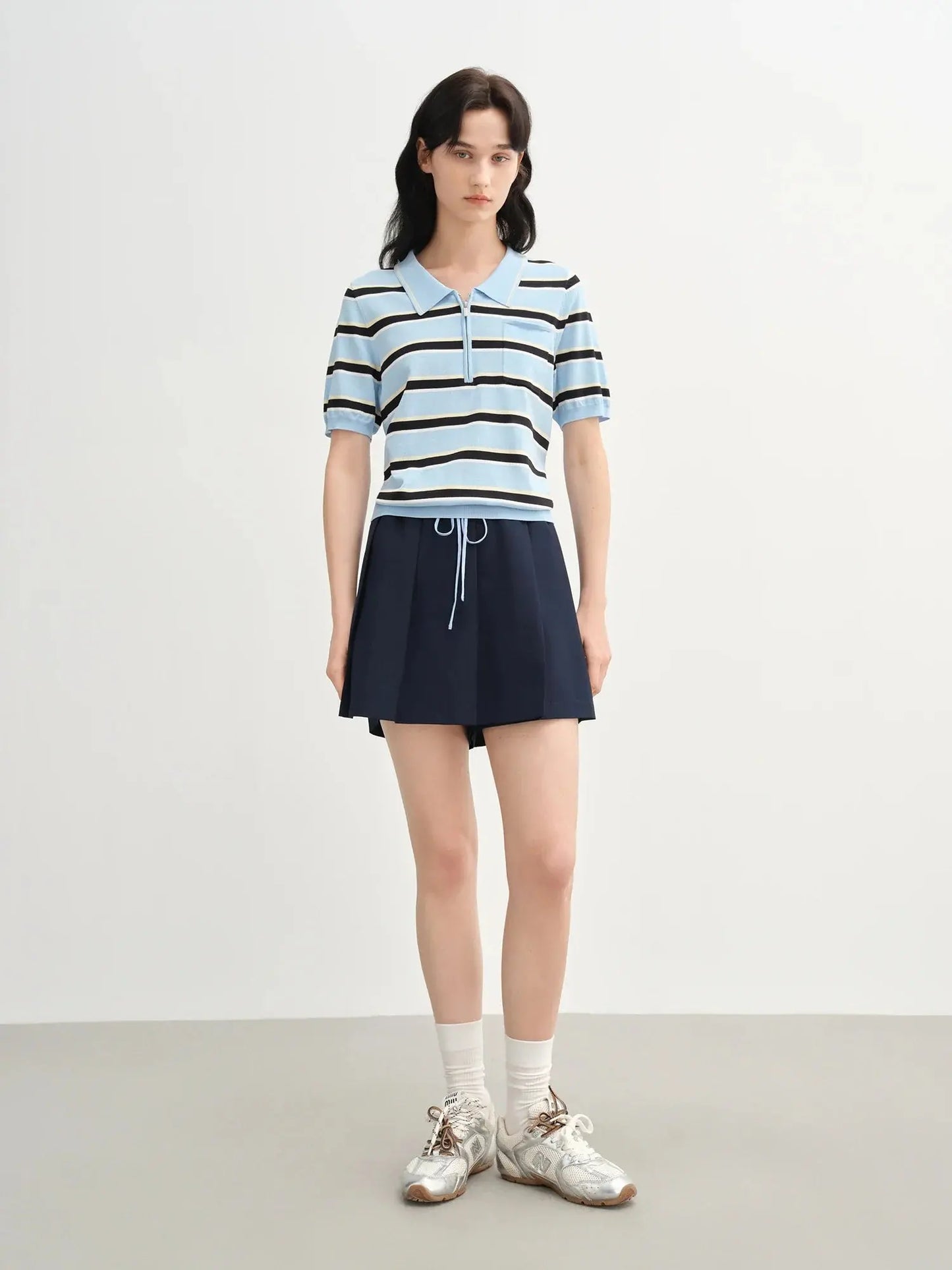 Structured Knit Top with Flattering Contrast Stripes - Loran