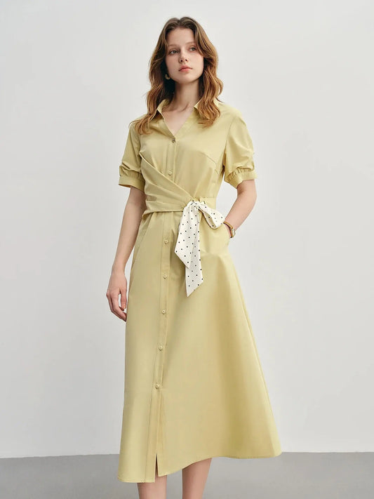 Tailored Tie-Front Shirt Dress in Slim Fit LORAN STORE