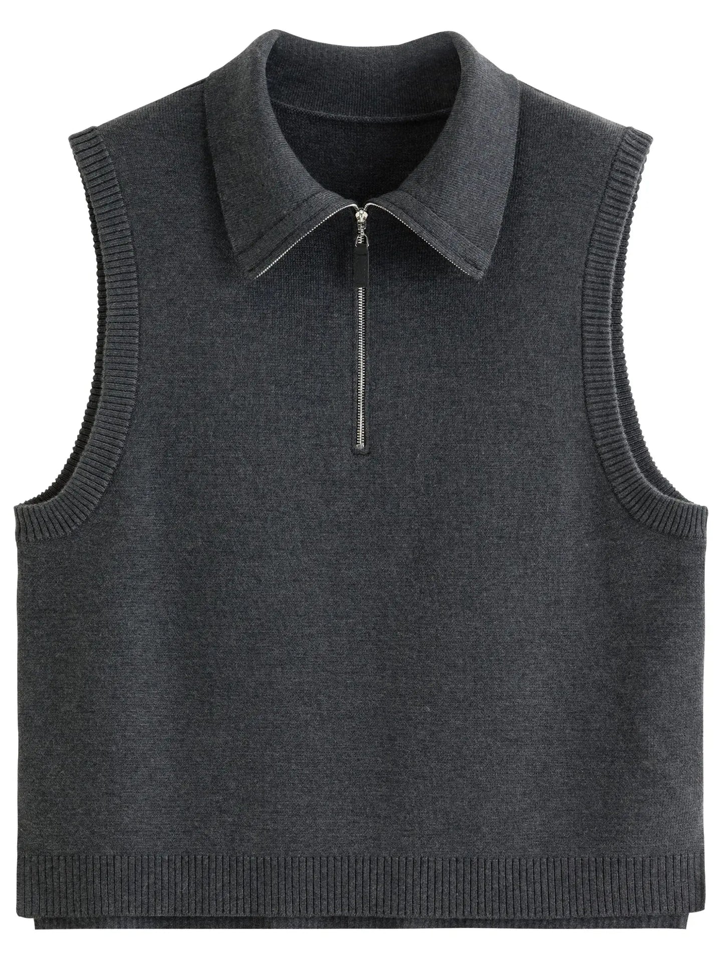Lapel Collar Button-Up Knit Vest for Women - Loran
