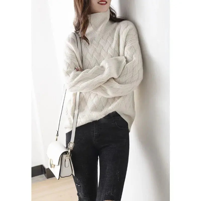 Oversized Cashmere Blend Pullover Sweater for Winter - Loran