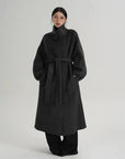 Chic Gray Standing Collar Double-Sided Wool Coat