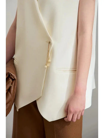 Women's Minimalist Sleeveless Mid-Length Vest - Loran