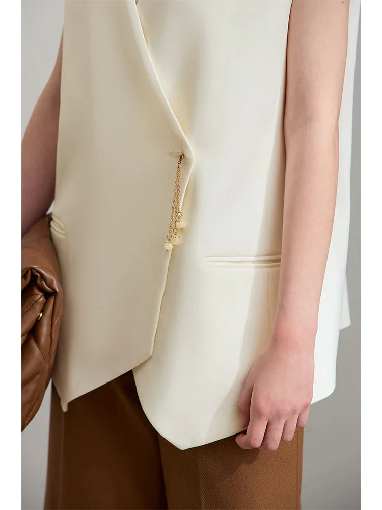 Women's Minimalist Sleeveless Mid-Length Vest