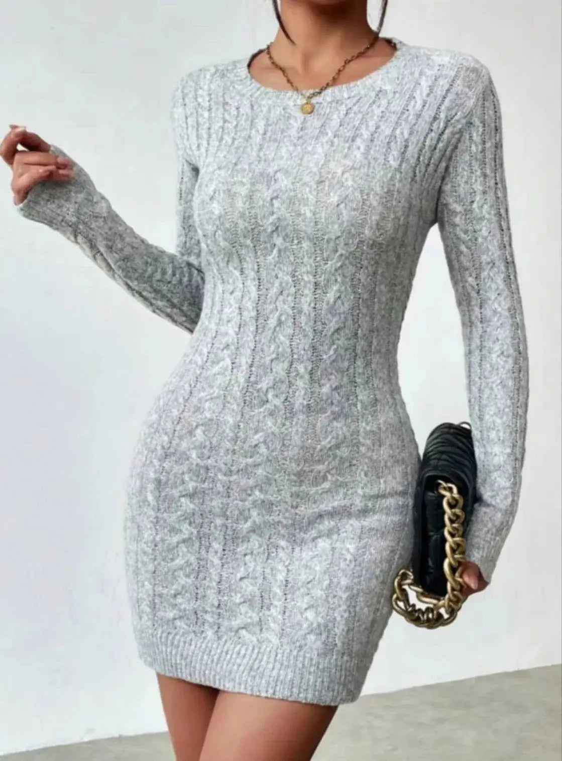 Niche Knit Crew Neck Mini Dress - Loran