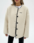 Women's Solid Fleece Panel Winter Coat