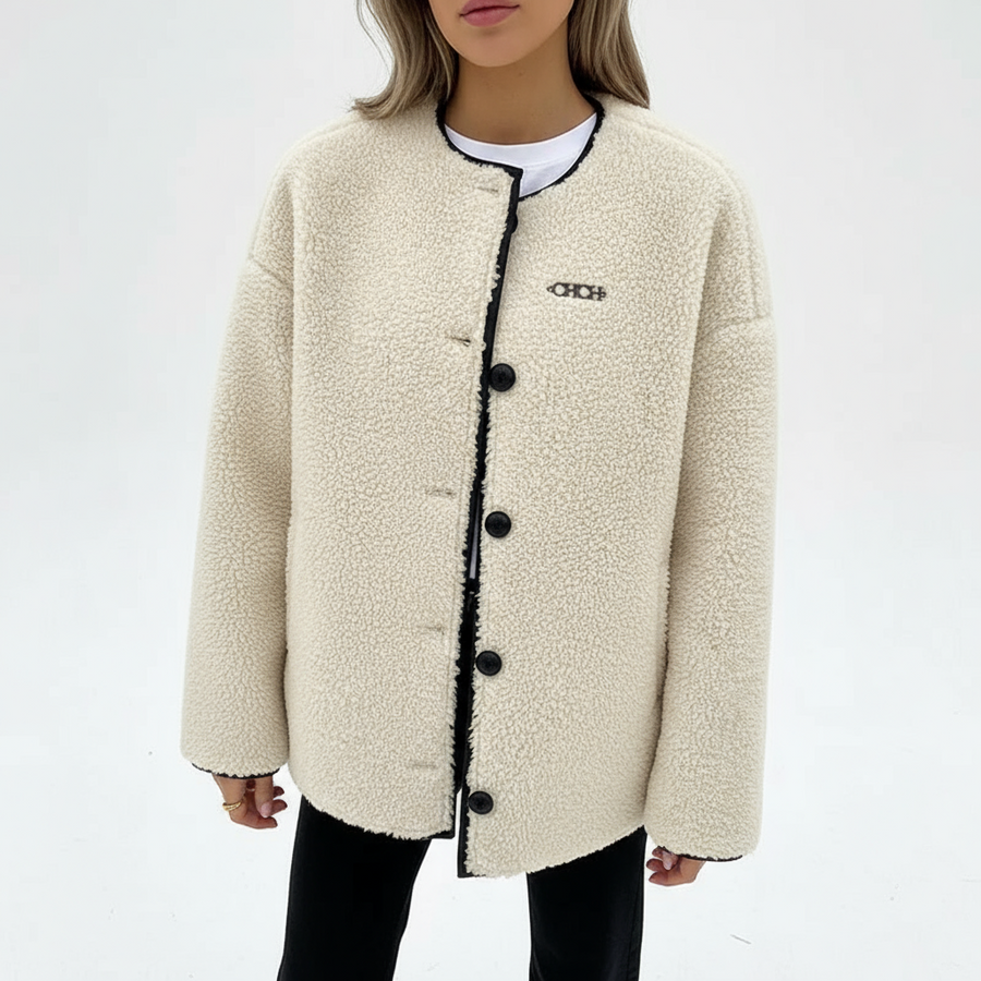 Women's Solid Fleece Panel Winter Coat