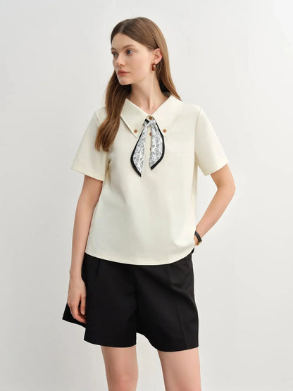 Relaxed Fit Waistflower Scarf Print Top - Loran