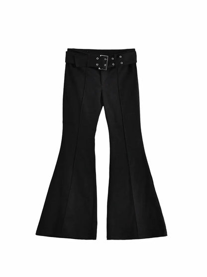Women's Retro Black Flare Pants - Loran
