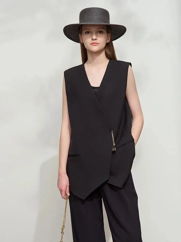 Women's Minimalist Sleeveless Mid-Length Vest - Loran