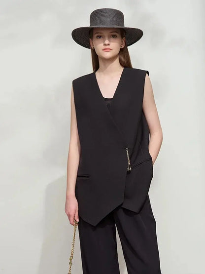 Women's Minimalist Sleeveless Mid-Length Vest - Loran