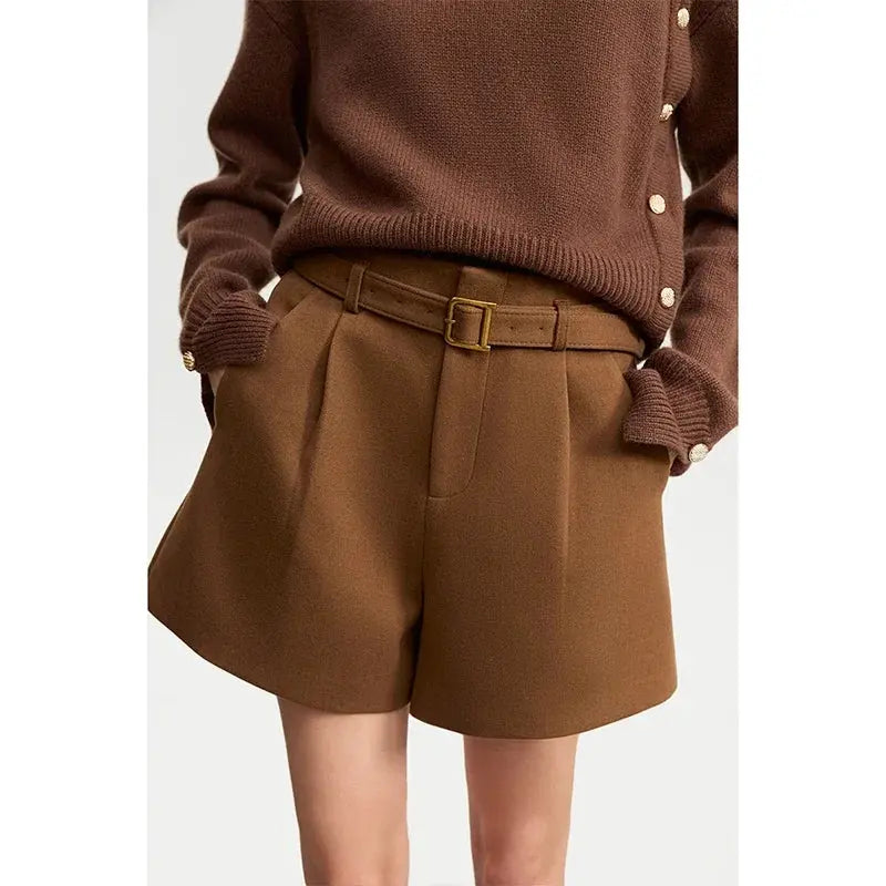 Office Vintage High-Waist Belted Shorts - Loran