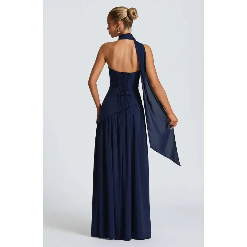Sleek Solid Tube Top Maxi Dress with High Slit - Loran