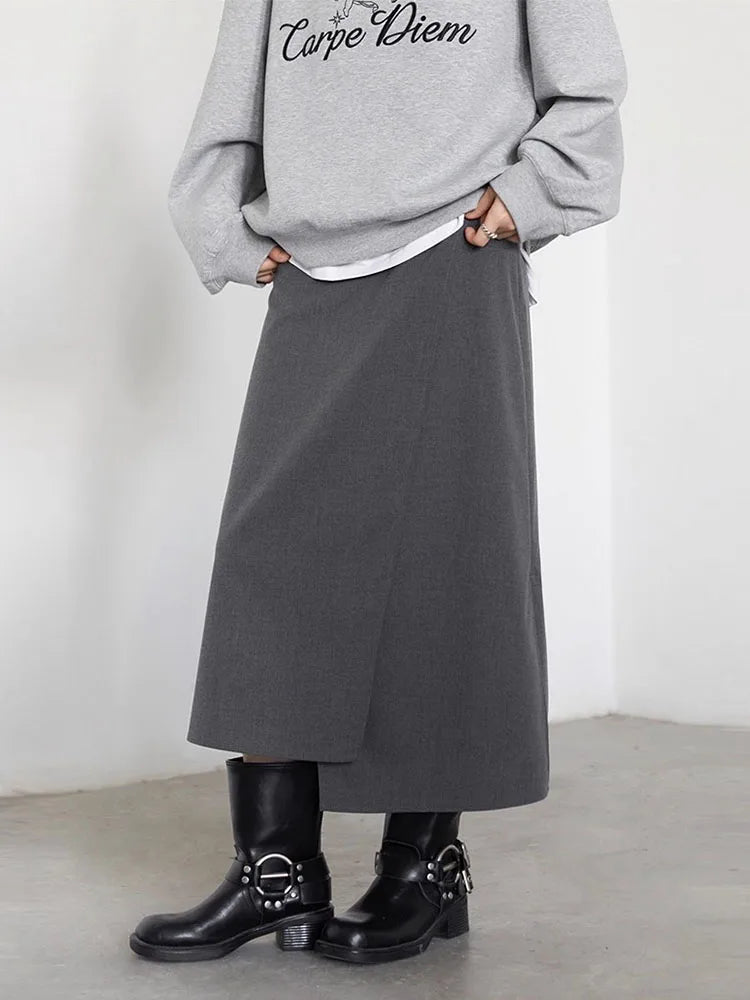 CHIC VEN New Women Skirts Loose Casual Solid Straight Tube Design Irregular Slit Female Skirt Ladies Clothes Spring Autumn 2025 Loran
