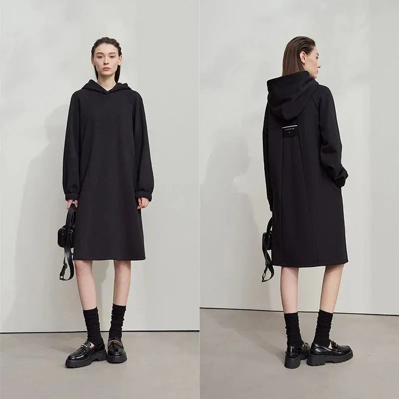 Women's Hooded Knitted Sweater Dress - Loran