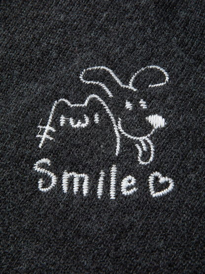 Plus Size Embroidered Round Neck Sweater Cute Winter Knit Loran