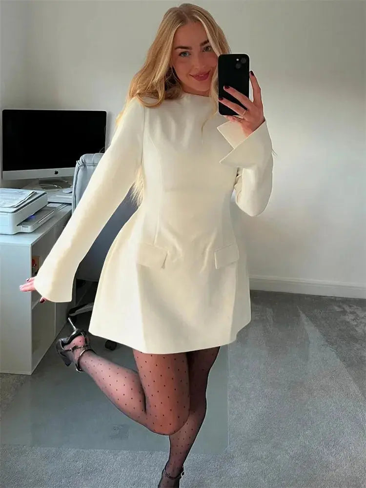 Elegant Solid Casual Mini Dress - Loran