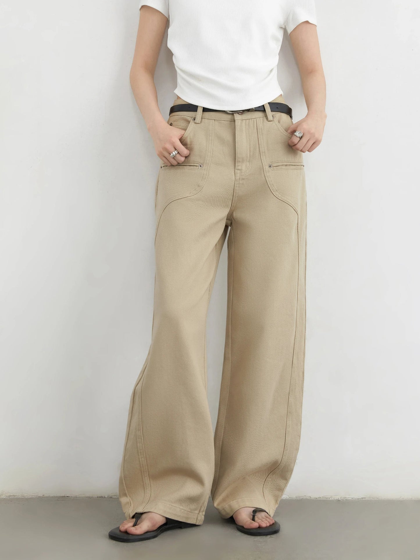 Split Wide Leg Jeans Loose Casual Denim Workwear Loran