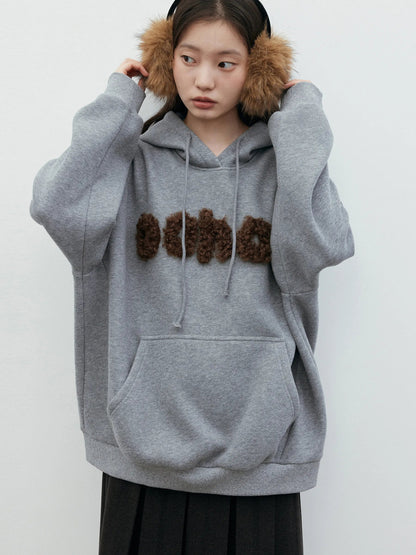 Plush Letter Hoodie Loose Autumn & Winter Sweatshirt Loran