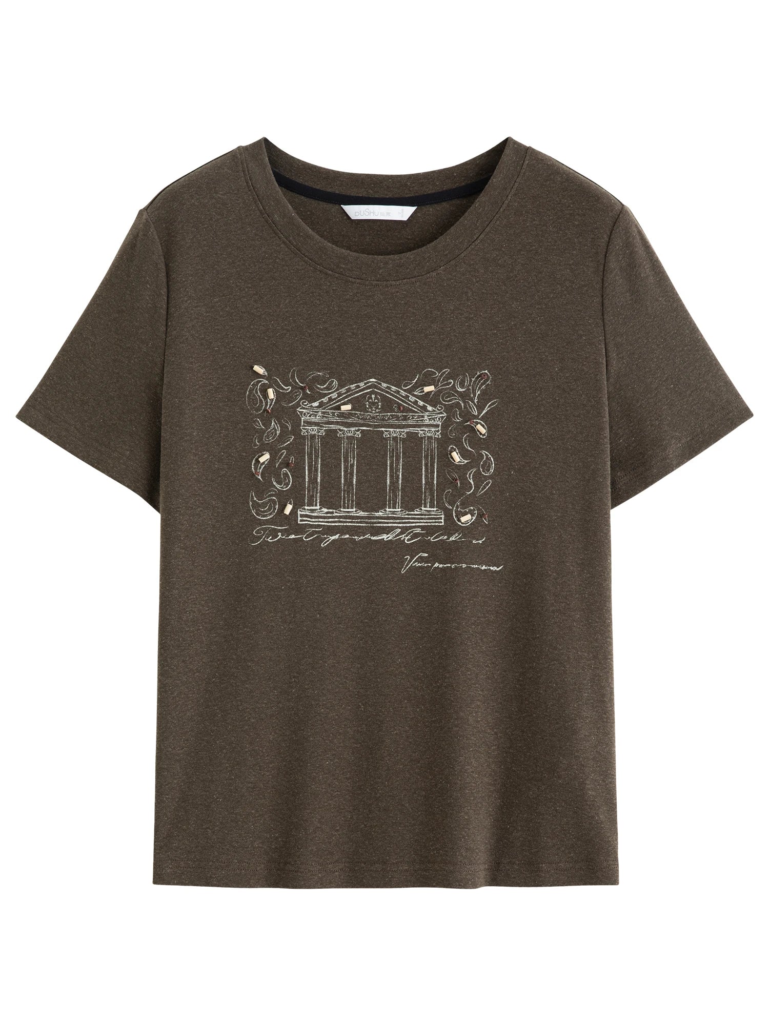 Vintage Beaded T-Shirt Casual Round Neck Top