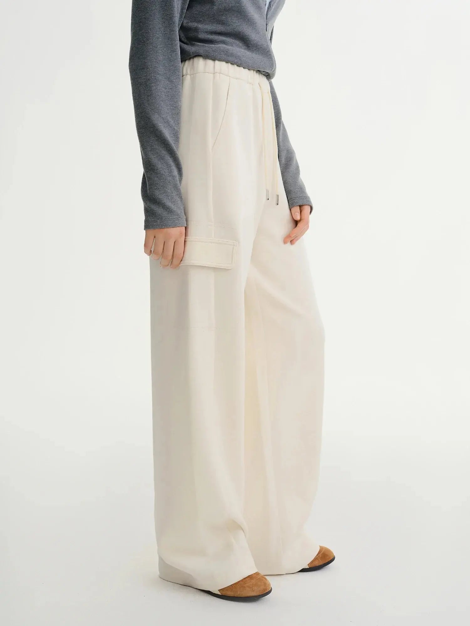 Plus-Size Wide-Leg Drawstring Pants for Winter - Loran