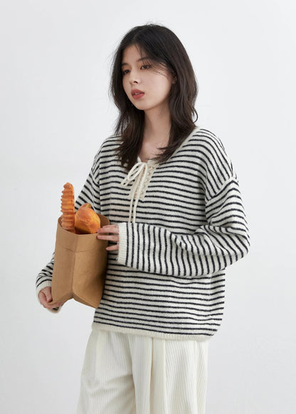 Retro Striped Pullover Loose Autumn & Winter Jumper Loran