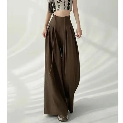 Lace-Up High-Waist Wide-Leg Trousers - Loran