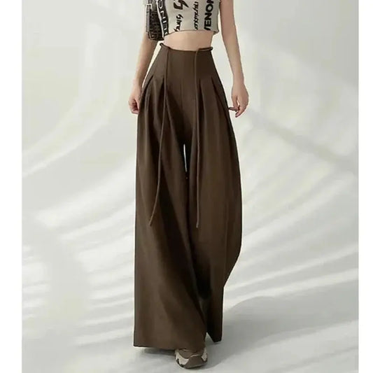 Lace-Up High-Waist Wide-Leg Trousers - Loran