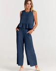 Summer Pleated Wide-Leg Pant Set