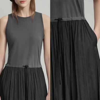 Casual Gray Splicing Slim Long Dress - Loran