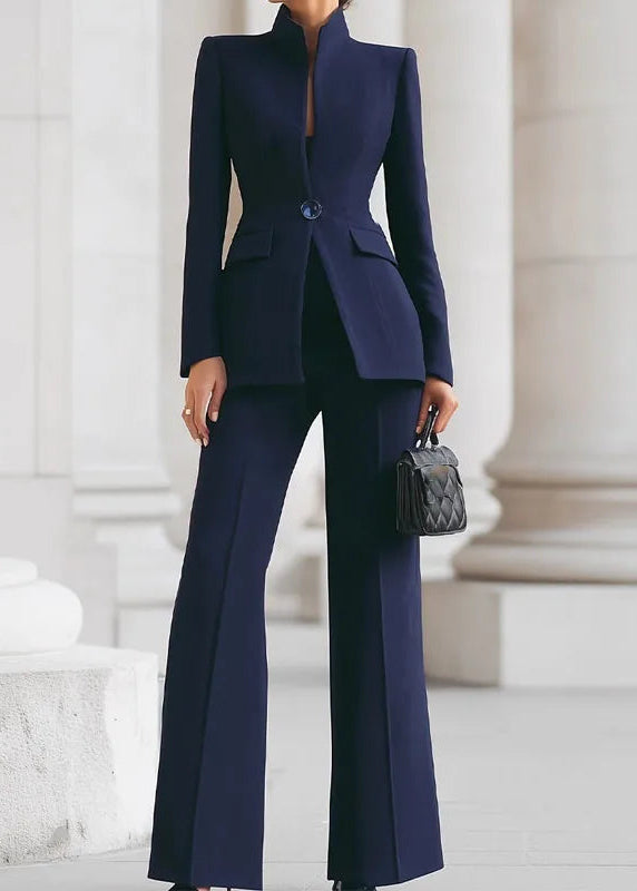 Elegant Long Sleeved Blazer+Pants Suit Autumn Simple Solid Color Commuting Outfit Women's Temperament Slim Fit Professional Set Loran