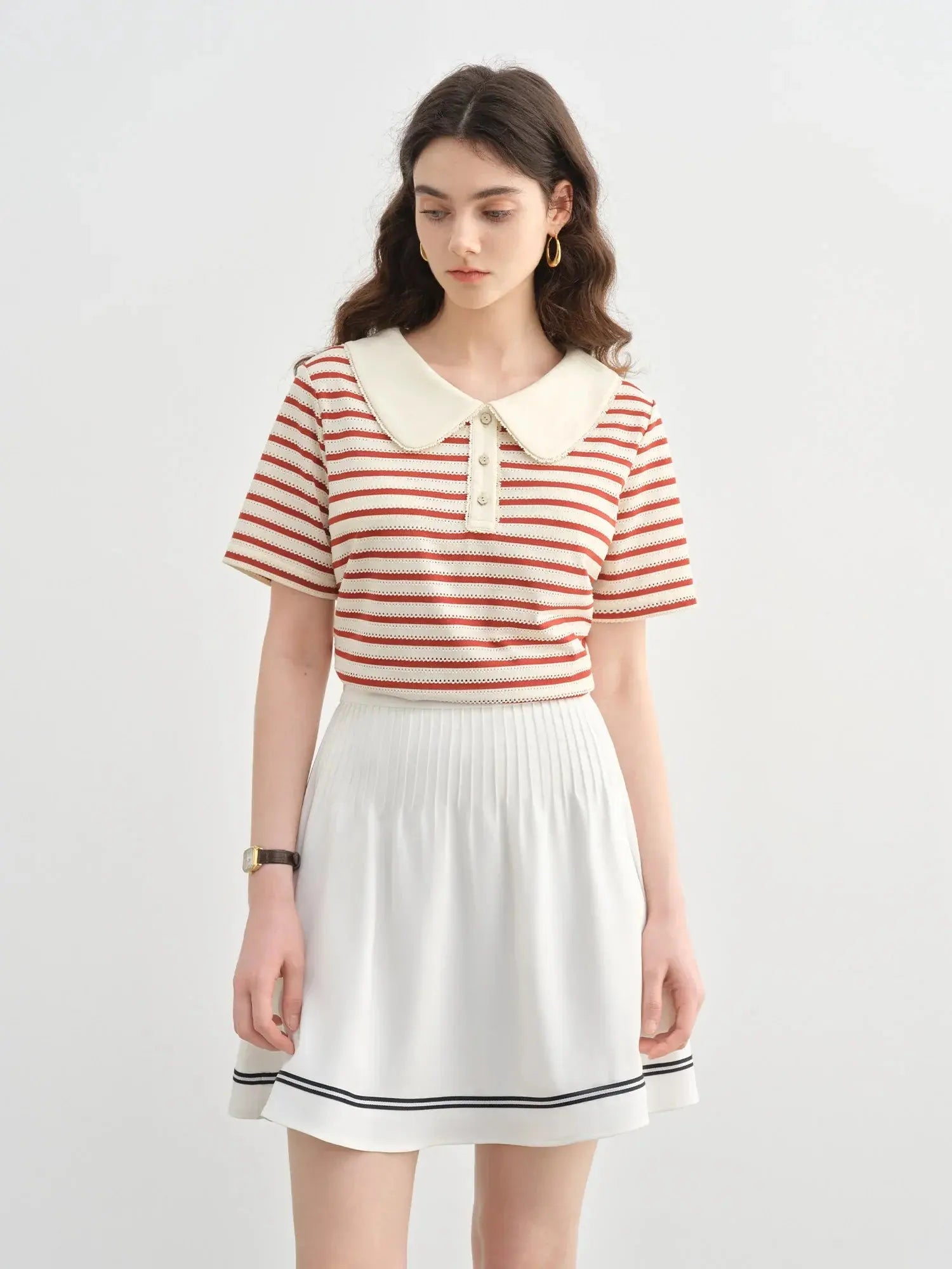 Plus Size Striped Short-Sleeved Top LORAN STORE