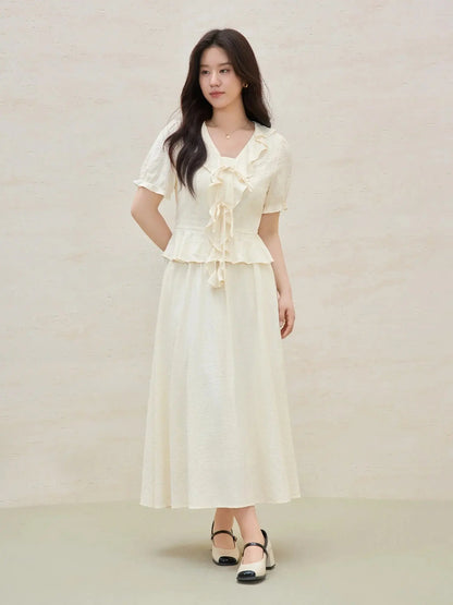 French Ruffle Plus Size Two-Piece Outfit - Loran