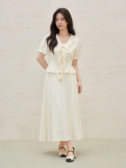 Women’s Plus Size Ruffled Blouse & Skirt Set Loran