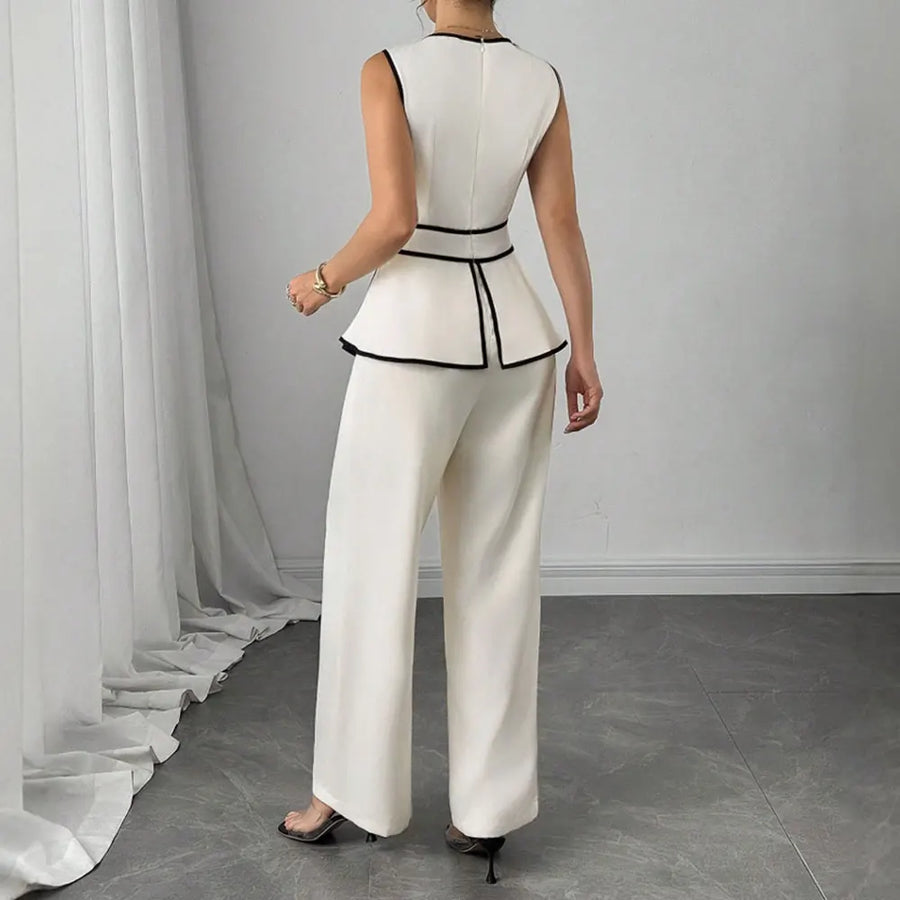 Chic Asymmetrical Summer Jumpsuit with Flared Legs