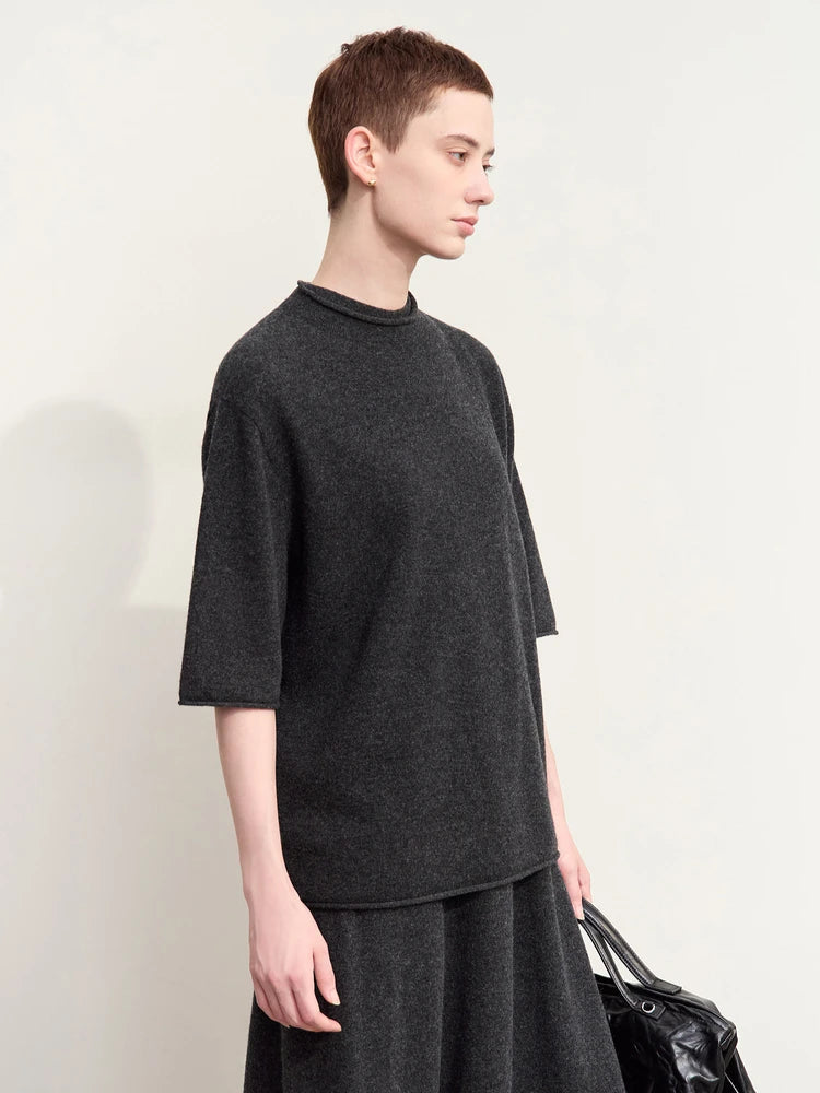 Amii Minimalism Sweaters For Women 2025 Autumn New Wool With Sleeve Mlock Neck Pullovers Versatile Lady Knitwear Jumper 12453055 Loran