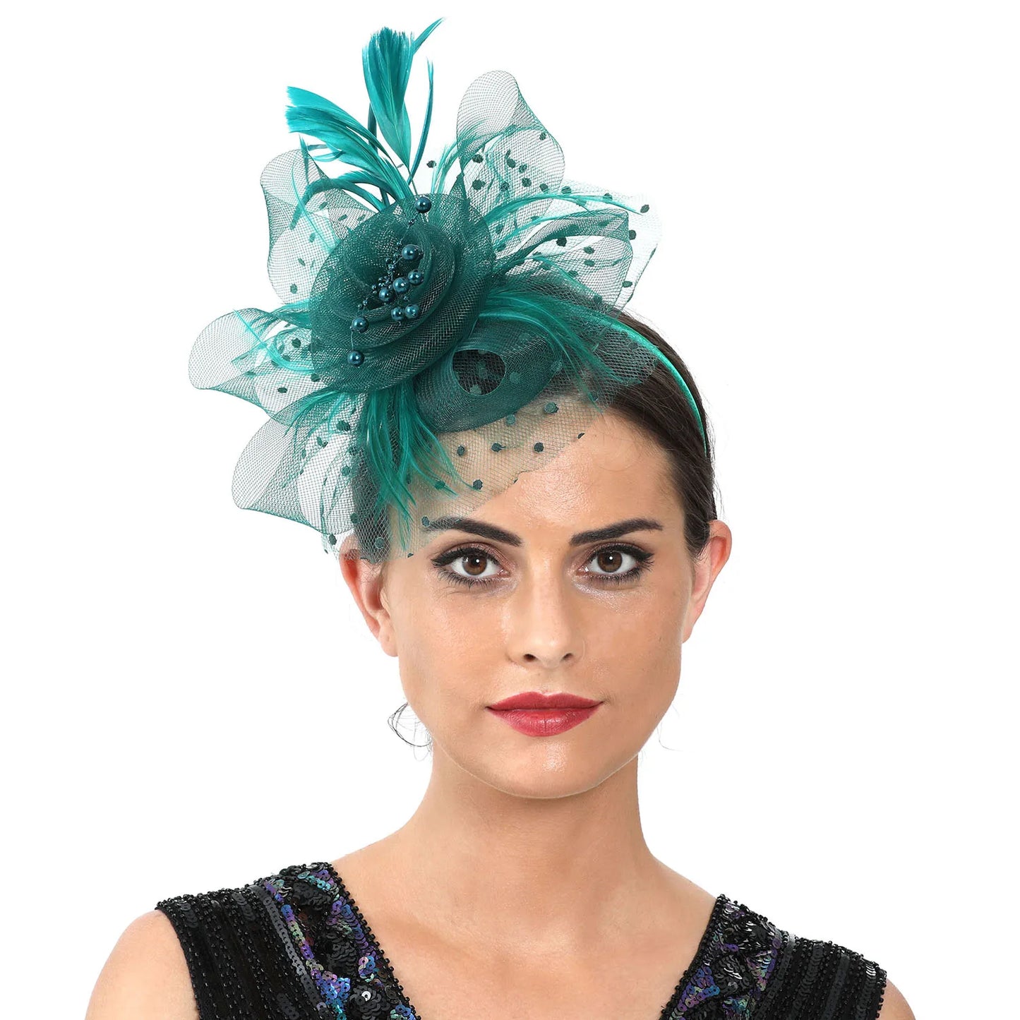 Vintage Feather Flower Fascinator Hat & Headband