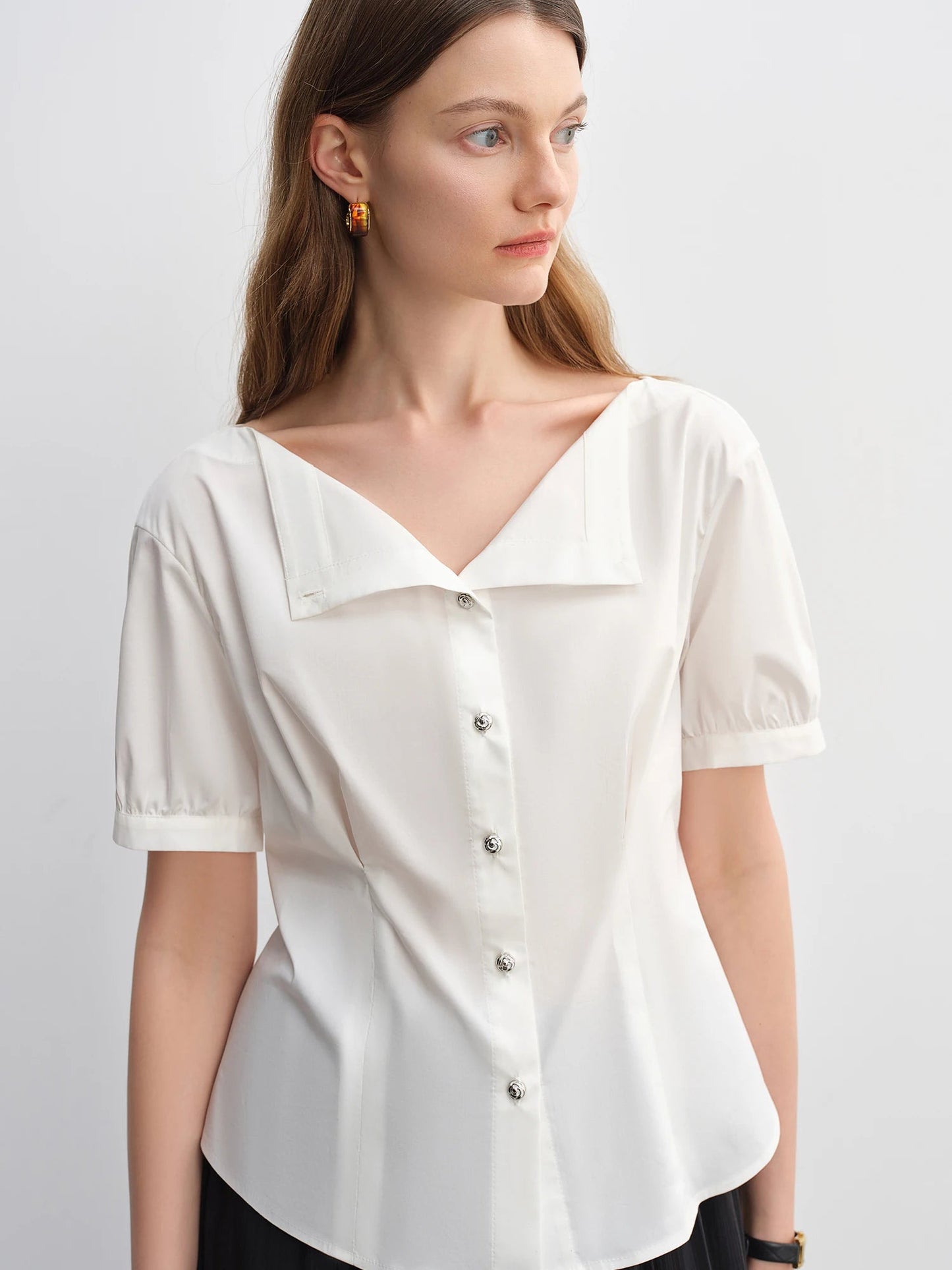 Strapless Slim-Fit Top Solid Black & White Tees Loran