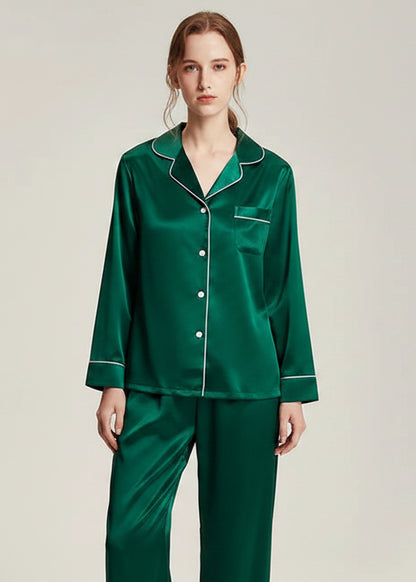 Fimtairah 19MM 6A  100% Silk Women Pajamas  Nightshirt Pijama Women  silk pajama Summer Spring  2 Pieces set long pant Loran