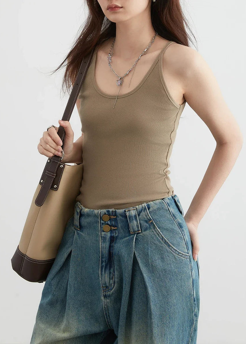 Slim Fit U-Neck Camisole Basic Summer Tank Top Loran