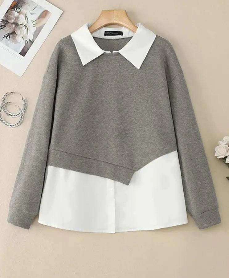 Simple and Catchy Stylish Patchwork Blouse - Loran