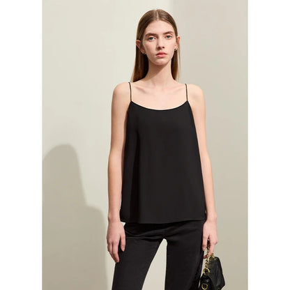 AMII Minimalism Camis For Women 2025 Spring New Commuter Straight Solid Halter Chiffon Female Comfortable Casual Tanks 12411011 Loran